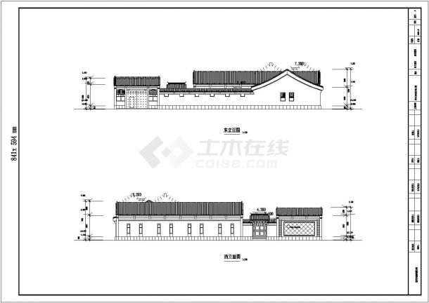 某北京中式古典建筑详细设计施工方案CAD图纸-图二