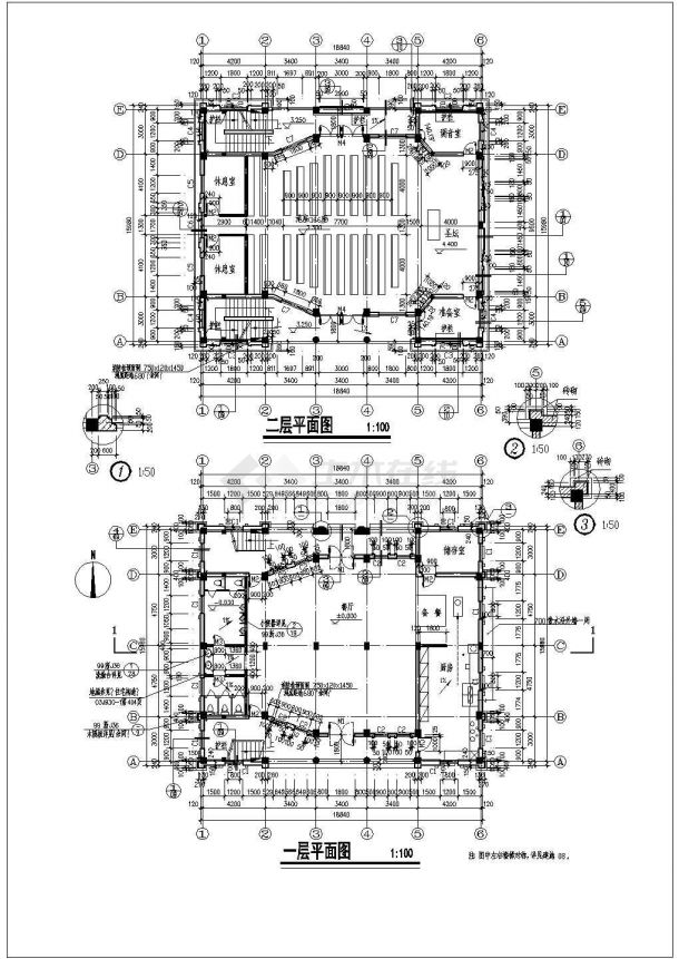 某小型基督教堂全套建筑详细设计施工方案CAD图纸-图二