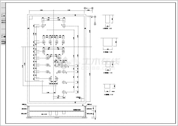 厂房设计_某电梯厂房设备基础平面CAD图-图二