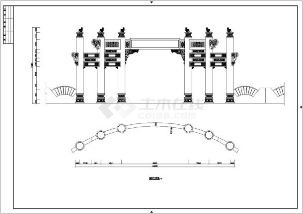 某中式古典牌坊建筑详细设计施工方案CAD图纸-图一