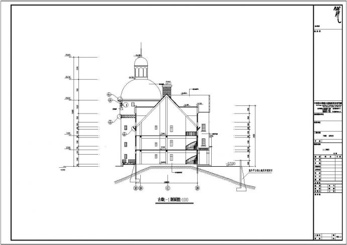 某古典古堡建筑详细施工设计方案CAD图纸_图1
