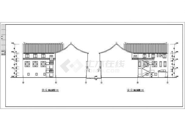 某中国古典清式三层公建建筑详细施工设计方案CAD图纸-图二
