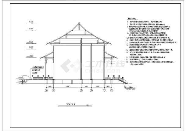 某景区大雄宝殿全套建筑详细施工设计方案CAD图纸-图二