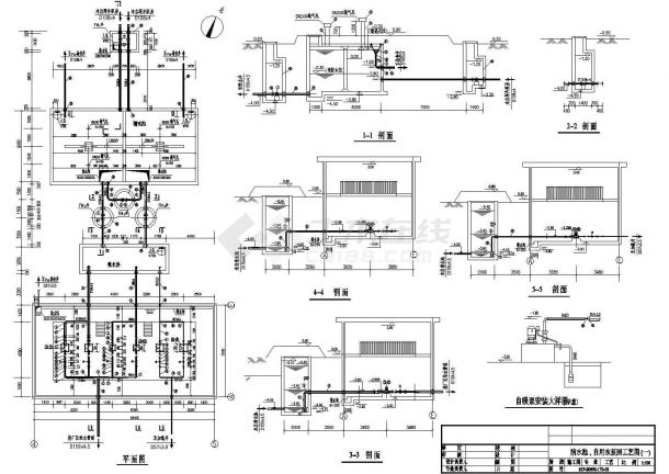 某3万吨CASS工艺施工套CAD清水池自用水泵房工艺图-图一