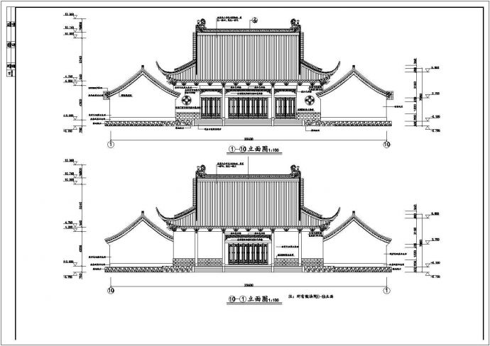 某景区财神殿全套建筑详细施工设计方案CAD图纸_图1