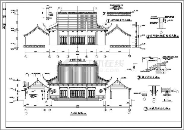 某景区财神殿全套建筑详细施工设计方案CAD图纸-图二