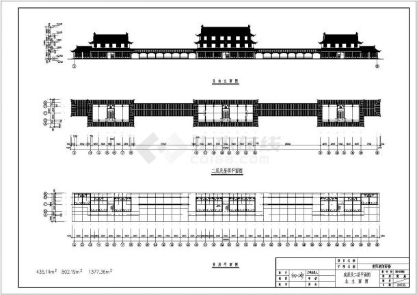 某经典烟雨廊楼建筑详细施工设计方案CAD图纸-图一