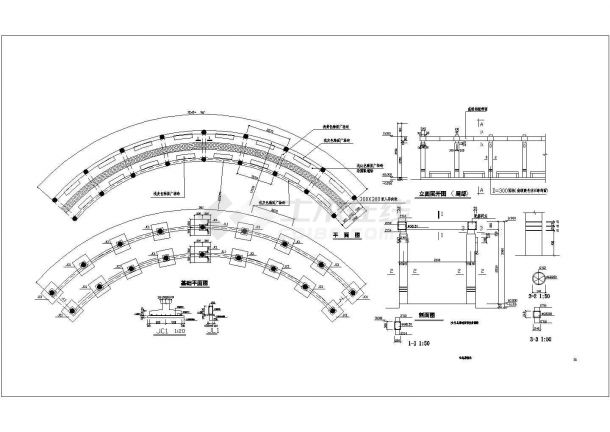 某经典休息廊建筑详细施工设计方案CAD图纸-图一
