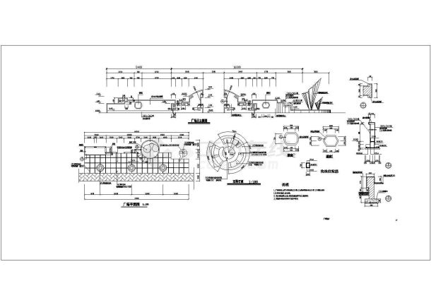 某经典休息廊建筑详细施工设计方案CAD图纸-图二