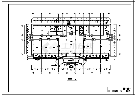 土木工程毕业设计_办公楼设计_5300平米六层钢框架结构办公楼建施cad图(含计算书，毕业设计)-图一