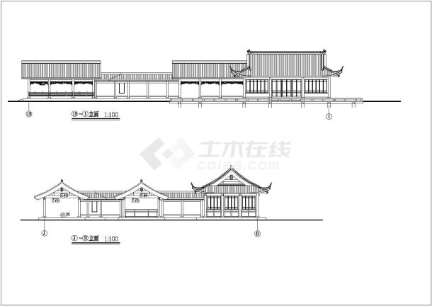 某经典水榭亭建筑详细施工设计方案CAD图纸-图二