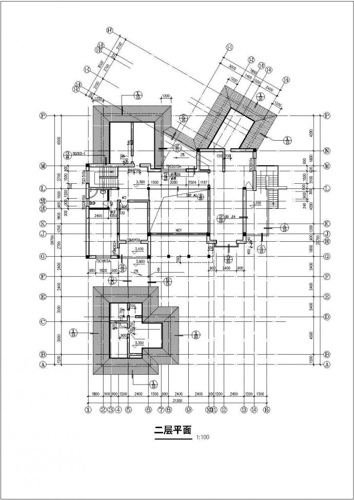 某市区两层独立豪华别墅建筑CAD施工图_图1