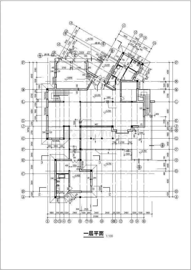 某市区两层独立豪华别墅建筑CAD施工图-图二