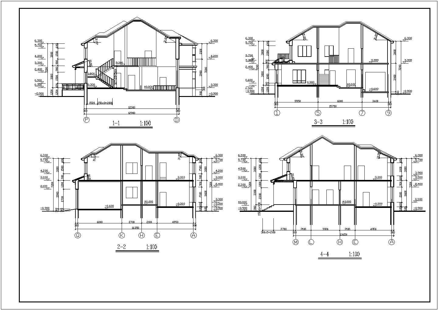 某现代风情别墅建筑CAD设计施工图纸