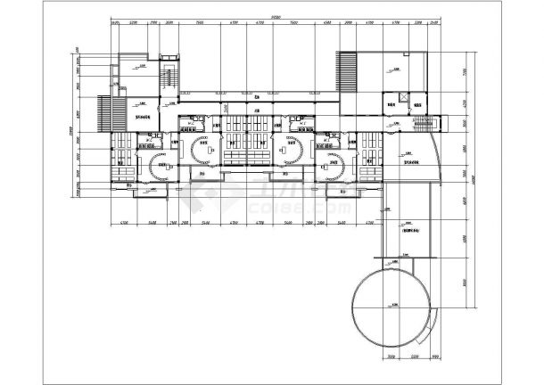 某小区2800平米左右3层框混结构社区幼儿园平面CAD设计图纸-图二