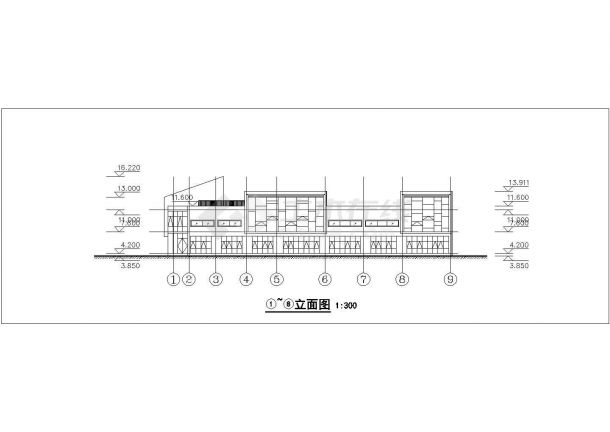 某现代化幼儿园3千平米3层框架教学楼平立剖面CAD设计图纸（含总图）-图二