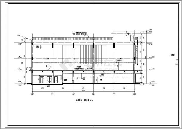 北京某大学1900平米2层框架结构篮球运动馆建筑CAD设计图纸-图一