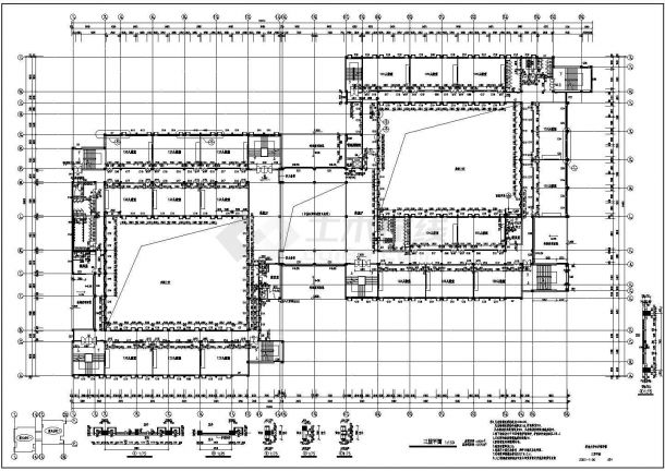 某大学教学楼建筑设计施工平面图-图二