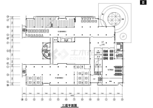 某大学图书馆整套装修设计cad施工图-图一