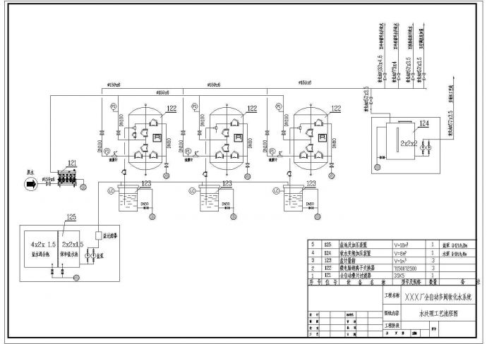 某厂全自动多阀软化水系统流程设计图_图1