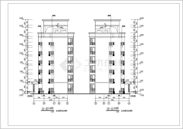 某地商住楼公寓平立剖面设计cad施工图-图二