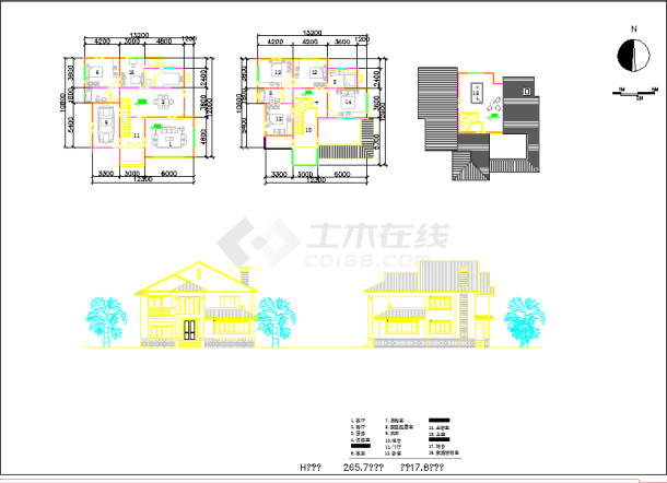 唐山市265.7平方三层欧式F型别墅施工图含效果图-图一