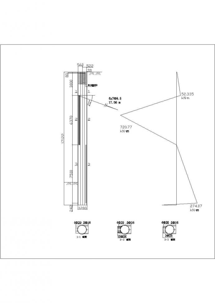 28层商住楼悬臂灌注桩支护工程建筑设计CAD图纸_图1