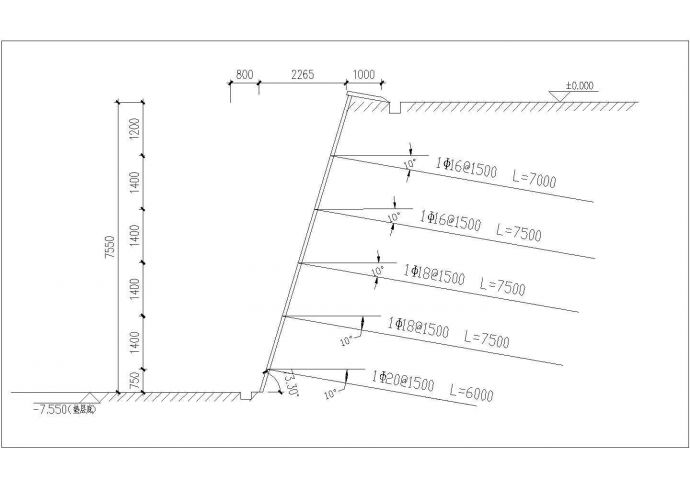 北京某商住楼深基坑土钉墙开挖支护工程建筑设计CAD图纸_图1
