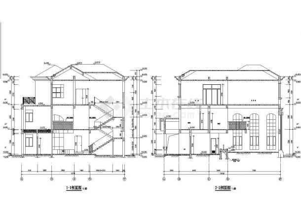 某小区3层独栋别墅建筑设计CAD施工图纸-图一