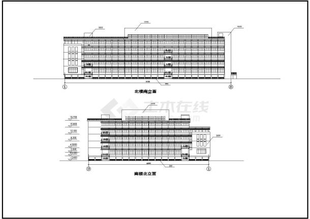 某学校体育馆活动中心建筑设计施工CAD图-图二