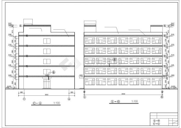 深圳某工厂占地450平米5层砖混结构职工宿舍楼建筑设计CAD图纸-图一