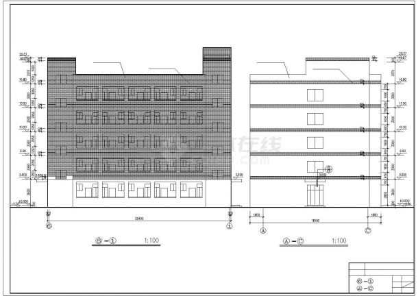 深圳某工厂占地450平米5层砖混结构职工宿舍楼建筑设计CAD图纸-图二