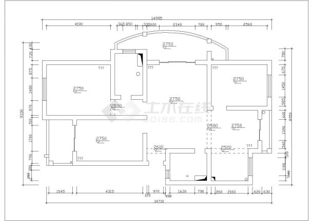 长沙市某新建小区125平米热门户型全套装修设计CAD图纸-图一