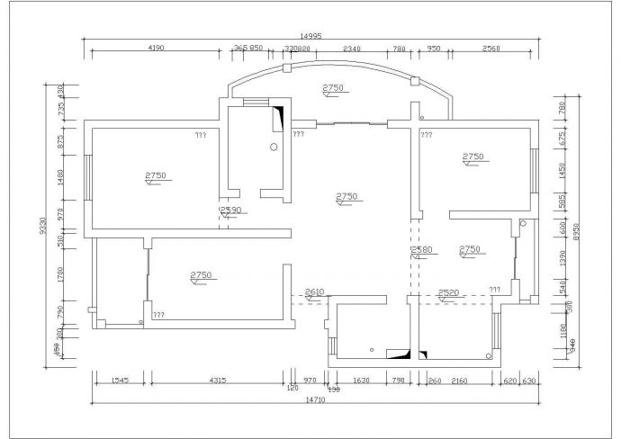 长沙市某新建小区125平米热门户型全套装修设计CAD图纸_图1