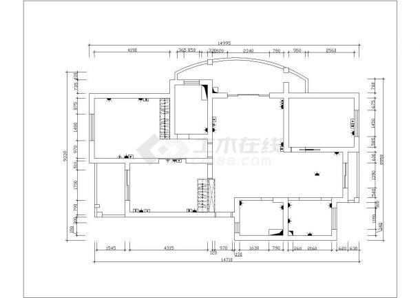 长沙市某新建小区125平米热门户型全套装修设计CAD图纸-图二