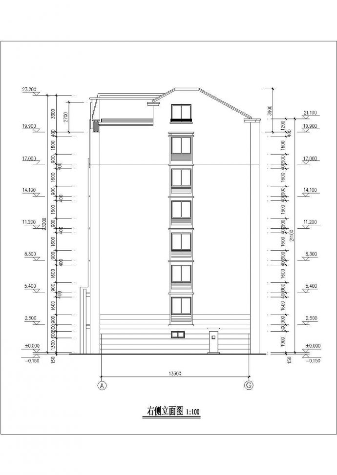 4200平米五层框混结构住宅楼建筑设计CAD图纸（含阁楼层）_图1