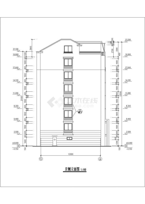 4200平米五层框混结构住宅楼建筑设计CAD图纸（含阁楼层）-图二