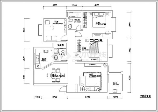 太原市某新建社区135平米经典户型全套装修施工设计CAD图纸-图二