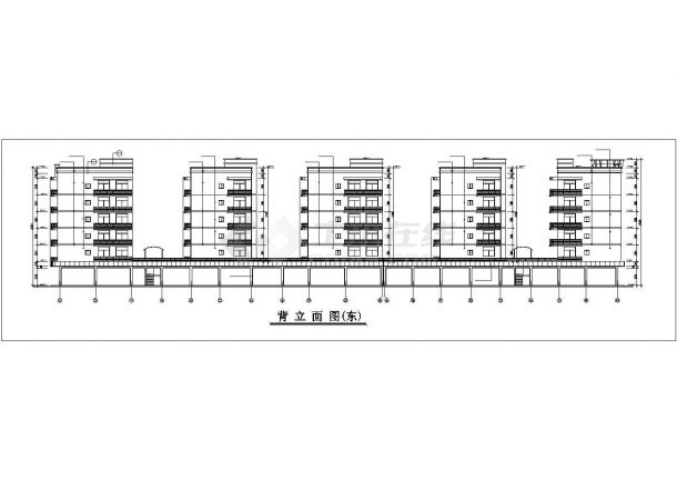 某小区五栋6层框混连排式商住楼平立剖面设计CAD图纸（1层商用）-图一