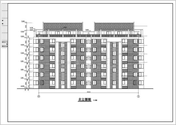 南昌市某小区3850平米6层框混住宅楼平立剖面设计CAD图纸（带阁楼）-图一