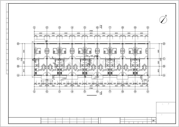 成都某工厂400平米砖混结构职工宿舍楼平立剖面设计CAD图纸-图二