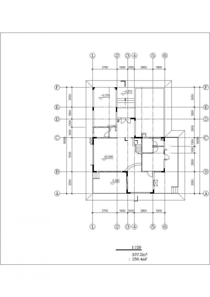 某三层别墅平立面（含屋顶平面图）建筑施工图_图1