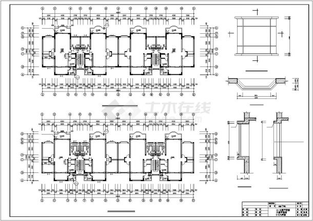 2900平米左右6+1层砖混结构住宅楼全套建筑+结构设计CAD图纸-图一