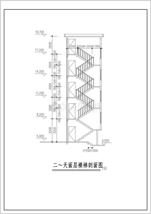 3800平米6层框混结构商住楼平立剖面设计CAD图纸（1层商用/含夹层）-图二