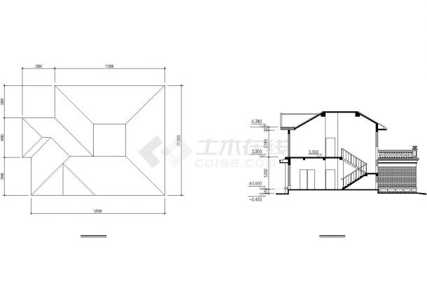 某两层别墅平立剖面（含屋顶平面图）方案设计图-图一
