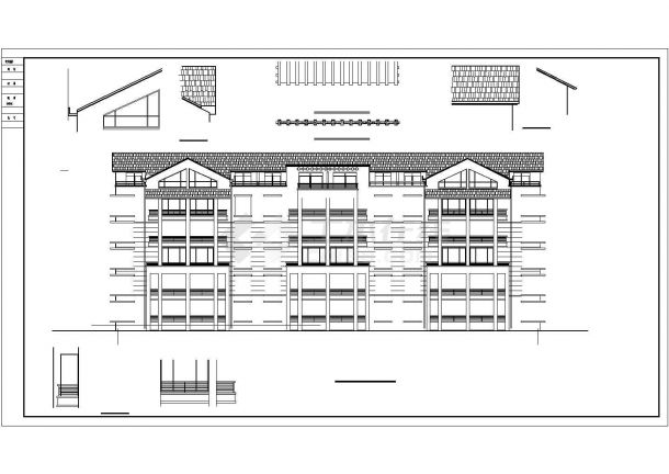 2850平米五层框混结构住宅楼平立剖面设计CAD图纸（含阁楼层）-图二