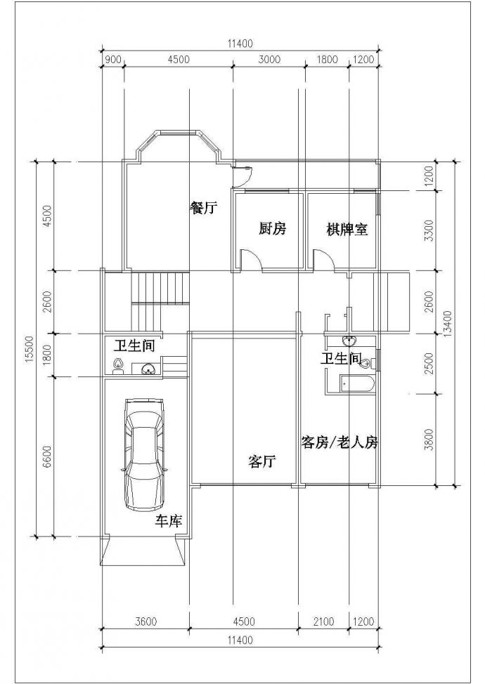某地区两层欧式别墅设计cad建筑平面图纸_图1