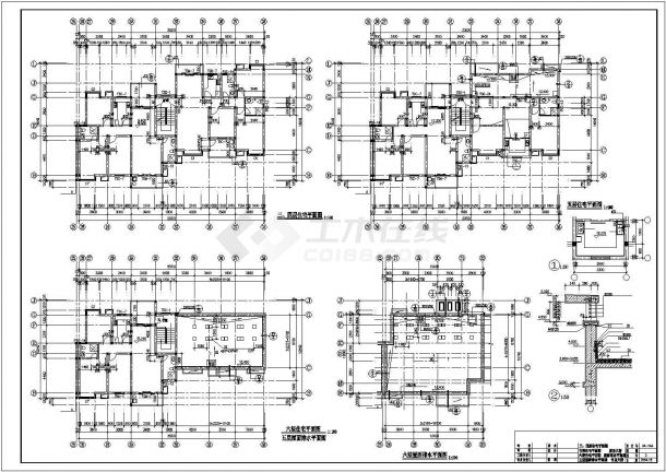 3900平米左右6层混合结构商住楼建筑设计CAD图纸（底层商用）-图二