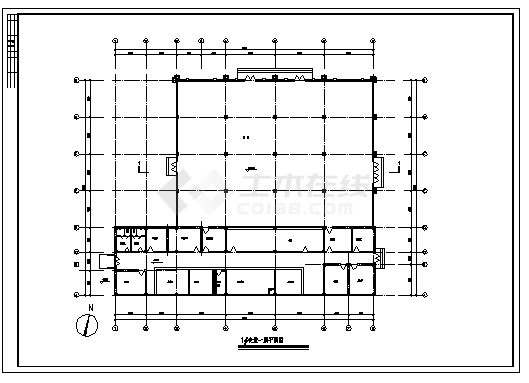 1200平方米某单层厂区食堂建筑施工cad图，共六张-图一