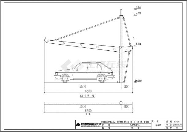 某钢结构车棚设计cad全套施工图纸（ 标注详细）-图二